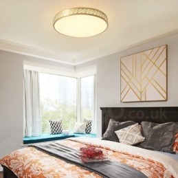Rund Taklampe I Ren Messing, Moderne Og Moderne I Nordisk Stil Med Innfelt Tak Og Akrylskjerm