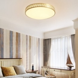 Rund Taklampe I Ren Messing, Moderne Og Moderne I Nordisk Stil Med Innfelt Tak Og Akrylskjerm