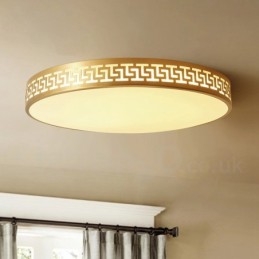 Rund Taklampe I Ren Messing, Moderne Og Moderne I Nordisk Stil Med Innfelt Tak Og Akrylskjerm