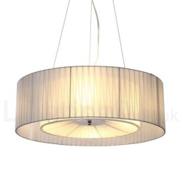 Drum 4-Lys Pendellampe Moderne Med Stoffskjerm