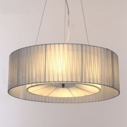Drum 4-Lys Pendellampe Moderne Med Stoffskjerm