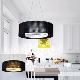 Drum 4-Lys Pendellampe Moderne Med Stoffskjerm