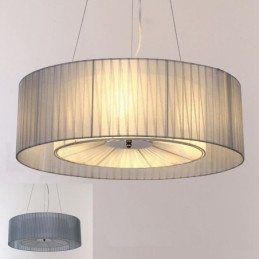 Drum 4-Lys Pendellampe Moderne Med Stoffskjerm