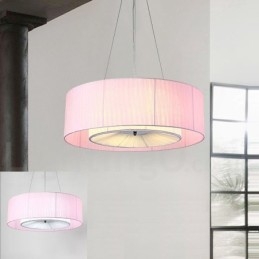Drum 4-Lys Pendellampe Moderne Med Stoffskjerm