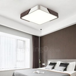 Retro Valnøttfarget Tre Ultratynn Firkantet Dimbar Innfelt Taklampe Med Akrylskjerm Kan Også Brukes Som Vegglampe
