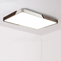 Retro Valnøttfarget Tre Ultratynn Rektangulær Dimbar Innfelt Taklampe Med Akrylskjerm Kan Også Brukes Som Vegglampe