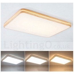 Dimmbar Rektangulær Trelampe Med Linse, Moderne, Samtidskunstnerisk Nordisk Stil, Innfelt Taklampe I Tre Med Akrylskjerm Og Fjernkontroll, Kan Også Brukes Som Vegglampe