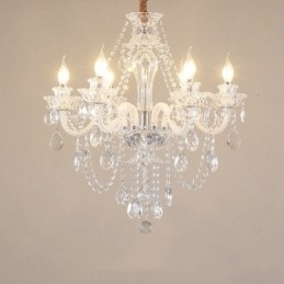 Krystalllysekrone Med 6 Lys, Spesialdesign Og Hvite Armer