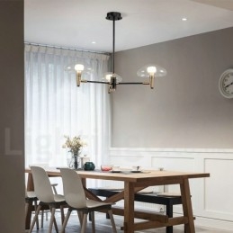3-Lys Mini-Stil Opplyst Lysekrone Med Galvanisert Malt Finish Og Glassskjermer