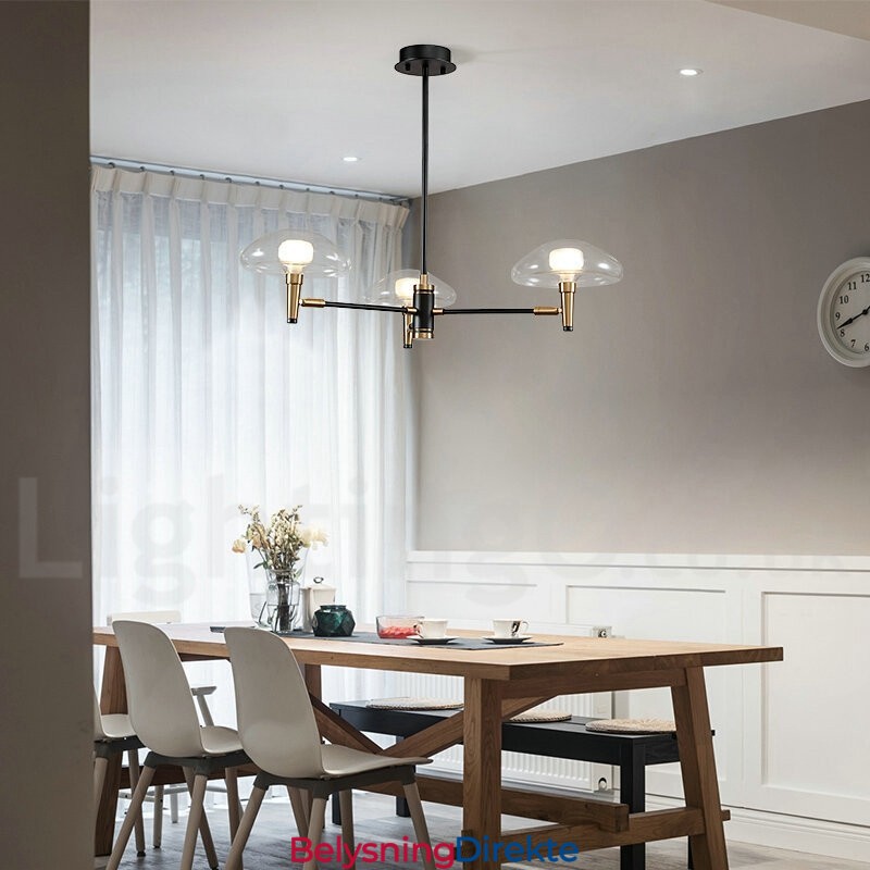 3-Lys Mini-Stil Opplyst Lysekrone Med Galvanisert Malt Finish Og Glassskjermer