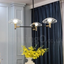 3-Lys Mini-Stil Opplyst Lysekrone Med Galvanisert Malt Finish Og Glassskjermer
