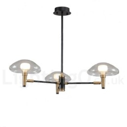 3-Lys Mini-Stil Opplyst Lysekrone Med Galvanisert Malt Finish Og Glassskjermer