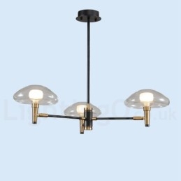 3-Lys Mini-Stil Opplyst Lysekrone Med Galvanisert Malt Finish Og Glassskjermer