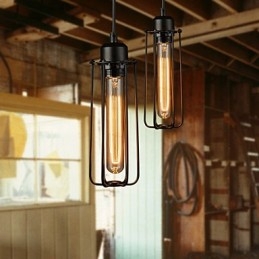 Lysekrone I Ministil I Rustikk Lodgestil, Retro Metall, Anhengslampe Med 3 Lys