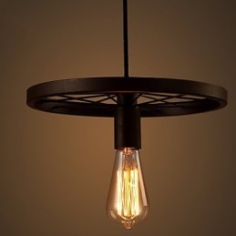 Industriell Vintage Pendellampe Med 1 Lys I Jernskjerm
