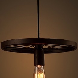 Industriell Vintage Pendellampe Med 1 Lys I Jernskjerm
