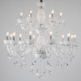 18 (12+6) Lys Hvit Elegant Lysekrone Med Krystall
