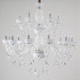 18 (12+6) Lys Hvit Elegant Lysekrone Med Krystall