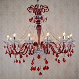 Rød Krystalllysekrone