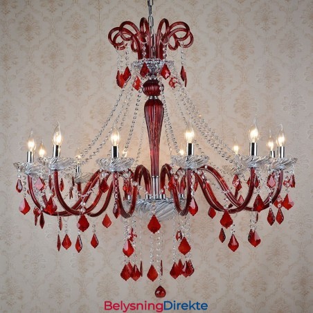 Rød Krystalllysekrone