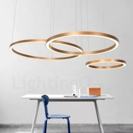 Wi-Fi Smart Dimmbar Gull Rose Gull Moderne Samtidsstil 3 Rings Lys Aluminiumslegering Pendellampe Med Akrylskjerm