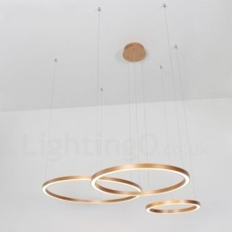 Wi-Fi Smart Dimmbar Gull Rose Gull Moderne Samtidsstil 3 Rings Lys Aluminiumslegering Pendellampe Med Akrylskjerm