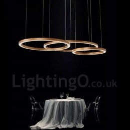 Wi-Fi Smart Dimmbar Gull Rose Gull Moderne Samtidsstil 3 Rings Lys Aluminiumslegering Pendellampe Med Akrylskjerm
