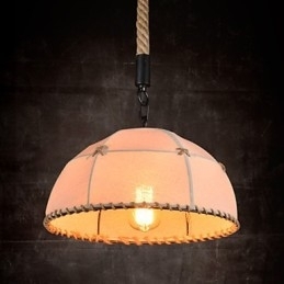 Retro Håndlaget Hamptau-Lysekronelampe I Industriell Landlig Stil
