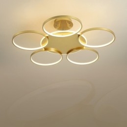 Gullfarget Moderne, Samtidskunstnerisk Nordisk Stil, Sirkelformet Taklysekrone Med Fjernkontroll, Kan Også Brukes Som Vegglampe