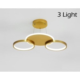 Gullfarget Moderne, Samtidskunstnerisk Nordisk Stil, Sirkelformet Taklysekrone Med Fjernkontroll, Kan Også Brukes Som Vegglampe