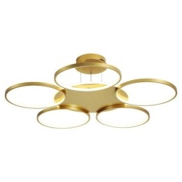 Gullfarget Moderne, Samtidskunstnerisk Nordisk Stil, Sirkelformet Taklysekrone Med Fjernkontroll, Kan Også Brukes Som Vegglampe