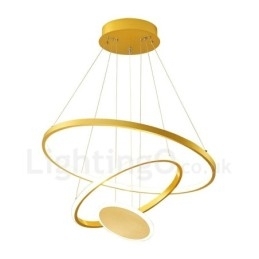 Tre Sirkler Moderne Design Tre Ringer Gullfarget Pendellampe Med Fjernkontroll