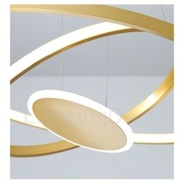 Tre Sirkler Moderne Design Tre Ringer Gullfarget Pendellampe Med Fjernkontroll