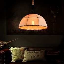 Retro Håndlaget Hamptau-Lysekronelampe I Industriell Landlig Stil