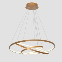 Dimbar Pendellampe Med Fjernkontroll, Gullfarget, Moderne Design, Tre Ringer