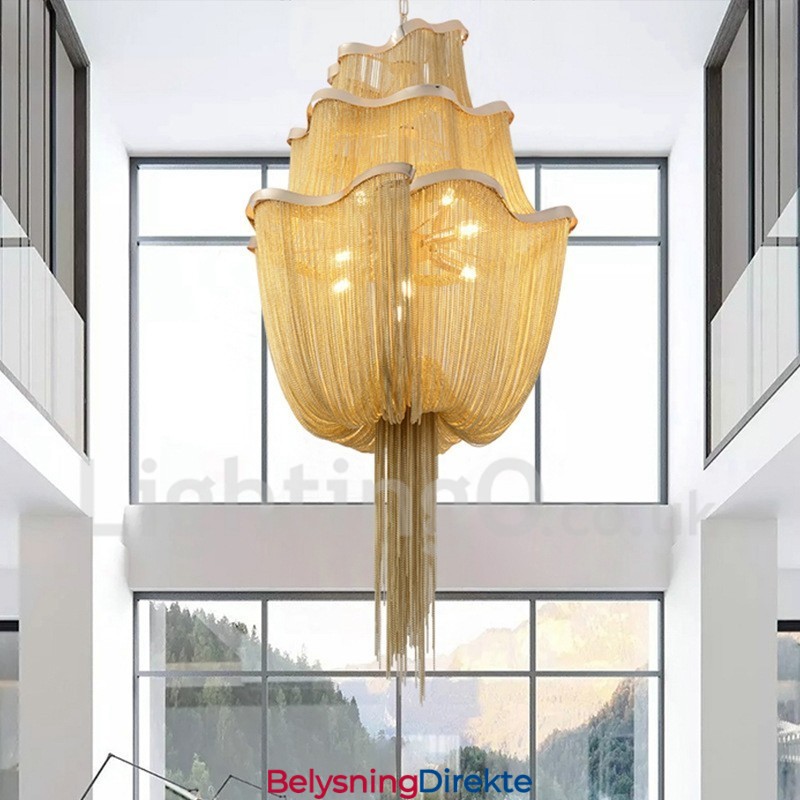 Tassels Lysekrone Designer Anhengslampe Sølvgullfarge