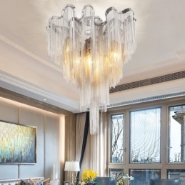Tassels Lysekrone Designer Taklampe Sølvgullfarge