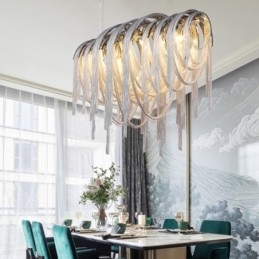 Tassels Lysekrone Designer Anhengslampe Sølvgullfarge