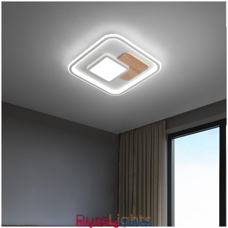 Tre Dimbar Moderne, Samtidskunstnerisk Nordisk Stil Firkantet Innfelt Taklampe Med Fjernkontroll Kan Også Brukes Som Vegglampe