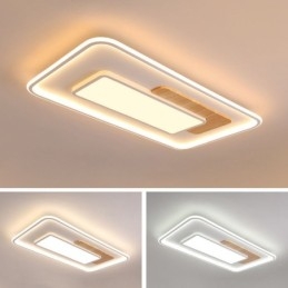 Tre Dimbar Moderne Samtidskunstnerisk Nordisk Stil Rektangulær Innfelt Taklampe Med Fjernkontroll Kan Også Brukes Som Vegglampe