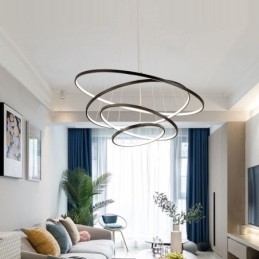 Stor Pendellampe Med 4 Ringer Og 5 Ringer I Svart Og Hvitt Gull, Moderne Design