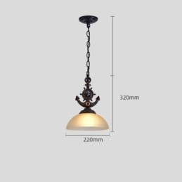 En Lysende Svart Rustikk Kunstnerisk Retro Antikk Pendellampe Med Glassskjerm