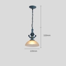 En Lyseblå Rustikk Kunstnerisk Retro Antikk Pendellampe Med Glassskjerm