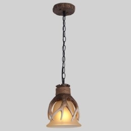 Rustikk, Kunstnerisk Retro Antikk Pendellampe Med Glassskjerm, Én Lyskilde