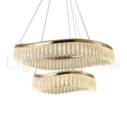 Firkantet Krystall Pendellampe 1/2 Ringer K9 Krystall Innendørs Taklampe
