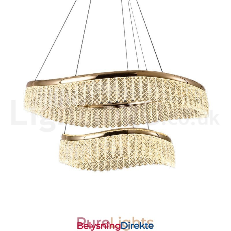 Firkantet Krystall Pendellampe 1/2 Ringer K9 Krystall Innendørs Taklampe
