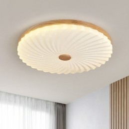 Nordisk Rund, Enkel, Moderne, Heltre Taklampe I Innfelt Tre