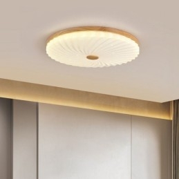 Nordisk Rund, Enkel, Moderne, Heltre Taklampe I Innfelt Tre
