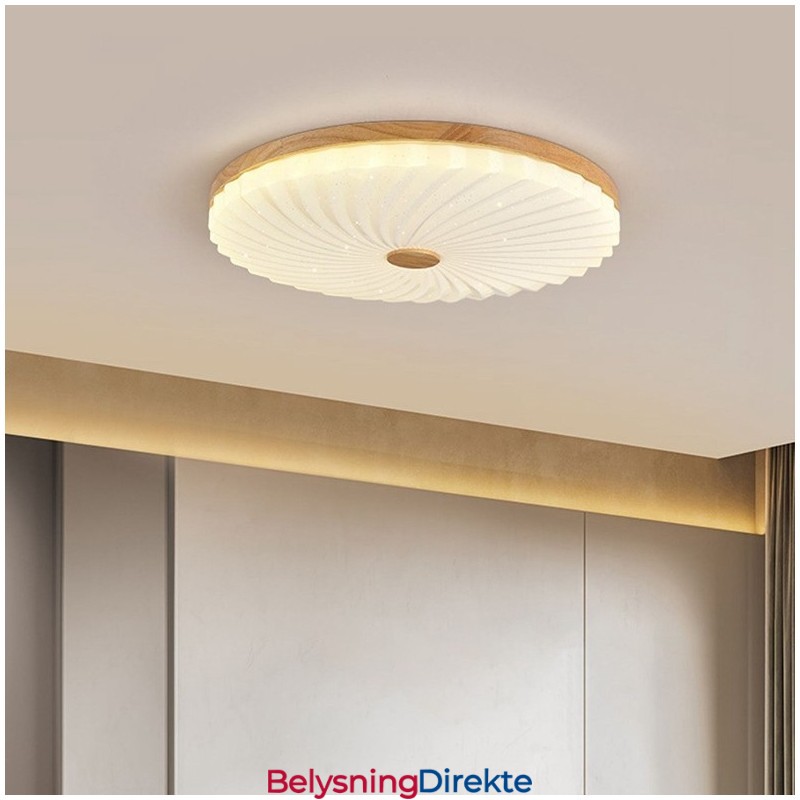 Nordisk Rund, Enkel, Moderne, Heltre Taklampe I Innfelt Tre