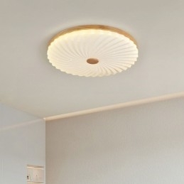 Nordisk Rund, Enkel, Moderne, Heltre Taklampe I Innfelt Tre